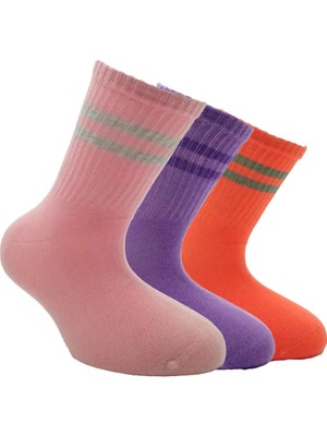 Buluş Organic 3'lü Kız Çocuk Tenis Okul Çorabı Renkli