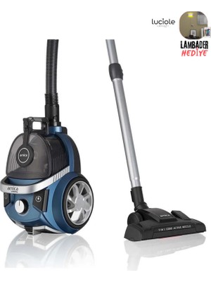 Arnica Turbo Başlıklı Hepa Filtreli Cyclone Max Teknolojili Premium Torbasız Süpürge 750W, Luciole Lambader Hediye