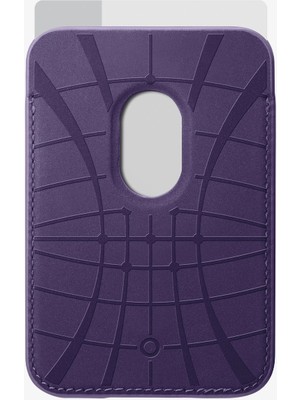 Spigen MagFit iPhone için MagSafe özellikli 3 Kartlı Manyetik Cüzdan Valentinus Wallet Purple - AFA06268