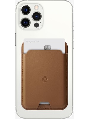 Spigen MagFit iPhone için MagSafe özellikli Kartlı Manyetik Cüzdan Valentinus Brown - AFA03854