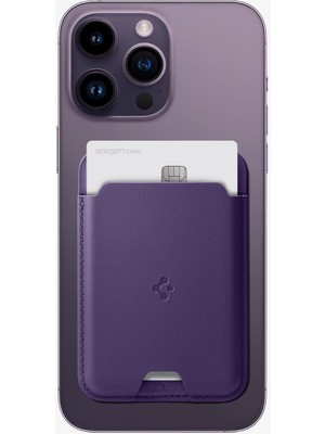 Spigen MagFit iPhone için MagSafe özellikli Kartlı Manyetik Cüzdan Valentinus Purple - AFA06267