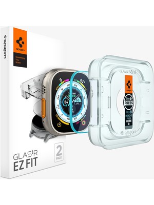 Spigen Apple Watch 49mm Ultra Seri 3/2/1 ile Uyumlu Cam Ekran Koruyucu Kolay Kurulum GLAS.tR EZ Fit Slim HD (2 Adet) - AGL05556