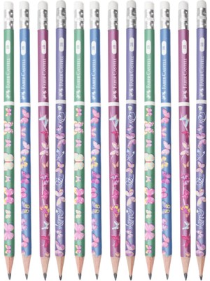 Faber-Castell Kelebek Desenli 2b Silgili Kurşun Kalem 12 Adet 16870