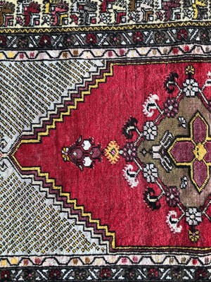 DesignEv 100X157 cm Etkileyici Desenli Kırmızı Kahverengi Antik El Dokuma Türk Kilim