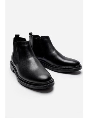 Lusive Hakiki Deri Siyah Erkek Bot LUASS25AL0033