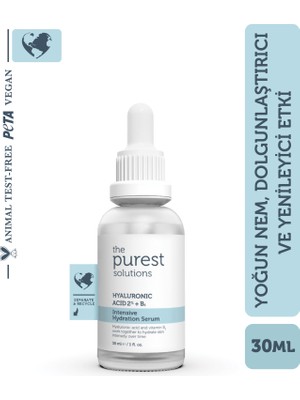 The Purest Solutions, Yoğun Nemlendirme ve Dolgunlaştırıcı etkili, Yenileyici Cilt Bakım Serumu 30 ml (Hyaluronic Acid %2 + B5)