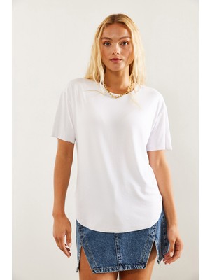 Shade Kadın Bisiklet Yaka Kısa Kollu Oval Kesim Basic T-Shirt