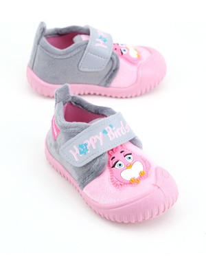 Gezer Kışlık Cırtlı Ayarlanabilir Rahat Taban Happy Birds Bebe Kız Panduf Ayakkabı