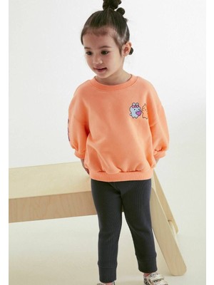 Miniğimin Cicileri Kız Çocuk Karakter Baskılı Sweatshirt Ve Tayt Takım - Turuncu