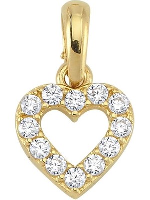goldkupe 14 Ayar Altın Taşlı Kalp Kolye Ucu 0,63 gr