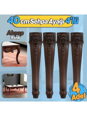 Badem10 Nehir Plastik 4 Adet Sehpa Ayağı 40 cm Ahşap Desenli Orta Ayak Zigon Sehpa Mobilya Masa Ayakları
