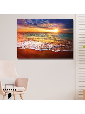 Gaagart Tekli Yatay Kanvas Duvar Tablosu Gün Batımında Deniz Manzarası