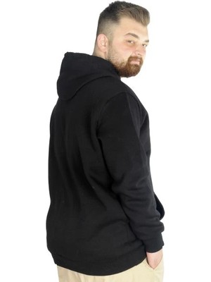 Superxl Erkek Sweatshirt Kapşonlu Kanguru Pocket Basic 20562 Siyah