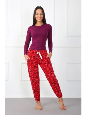 Pileli Store Kadın Welsoft Polar Tek Alt Pijama 210040