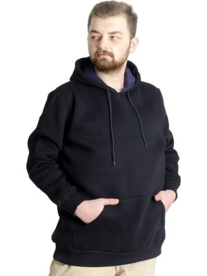 Superxl Erkek Sweatshirt Kapşon Pocket Basic 20562 Lacivert