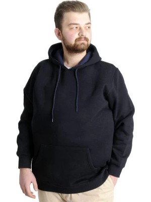 Superxl Erkek Sweatshirt Kapşon Pocket Basic 20562 Lacivert