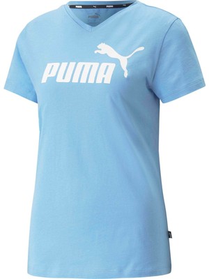 Puma Kadın Mavi Puma Ess V-Neck Tee Mavi Kadın T-Shirt