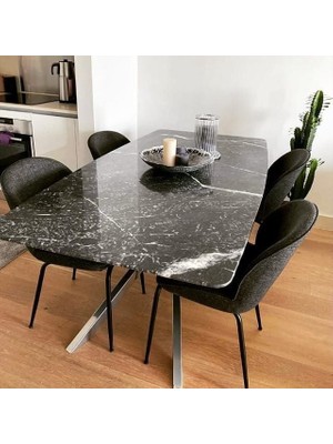 Arte Marble Black Alanya Yemek Masası 140x90