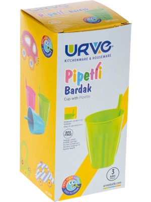 Urve Kutulu Pipetli Bardak Üçlü Set UR-3018 0855