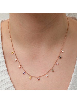 Gumush Gümüş Renkli Oval Taşlı Şans Kadın Kolye