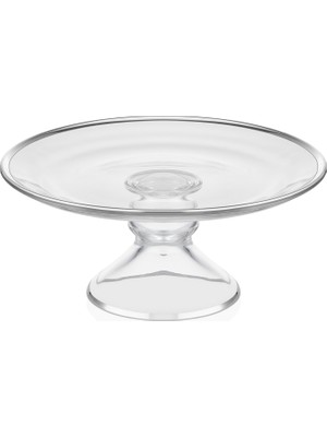 Decorium Dalia Platin Yaldızlı 21 cm Ayaklı Cam Servis Tabağı 9-01150121