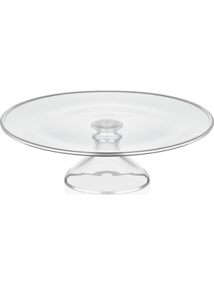 Decorium Dalia Platin Yaldızlı 28 cm Ayaklı Cam Servis Tabağı 9-01150122