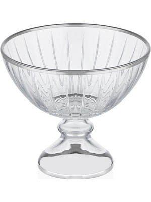 Decorium Accademia Platin Yaldızlı 15,5 cm Ayaklı Cam Kase 9-03010403