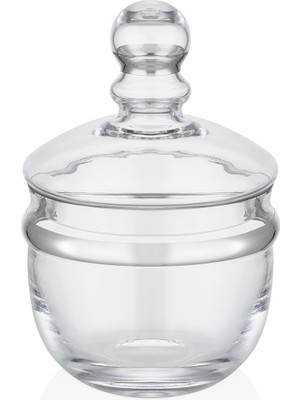 Decorium Dalia Platin Yaldızlı 21,4 cm Kapaklı Cam Şekerlik 9-01140066