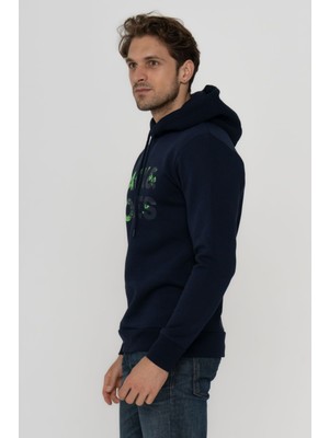 Jack & Jones Erkek Kapüşonlu Logo Baskılı Sweatshirt - Splash