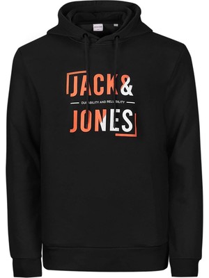 Jack & Jones Erkek Göğüs Logo Baskılı Kapüşonlu Sweatshirt - Tap