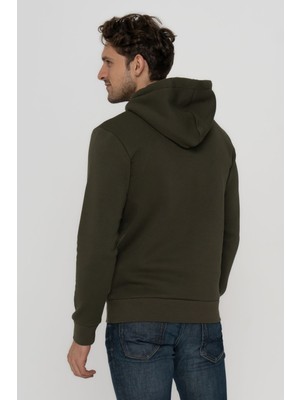 Jack & Jones Erkek Göğüs Logo Baskılı Kapüşonlu Sweatshirt - Tap