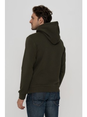 Jack & Jones Erkek Göğüs Logo Baskılı Kapüşonlu Sweatshirt - Trap