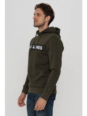 Jack & Jones Erkek Logo Baskılı Kapüşonlu  Sweatshirt - Minder