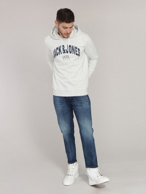 Jack & Jones Erkek Logo Baskılı Kapüşonlu Sweatshirt - Circle