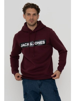 Jack & Jones Erkek Logo Baskılı Kapüşonlu  Sweatshirt - Minder