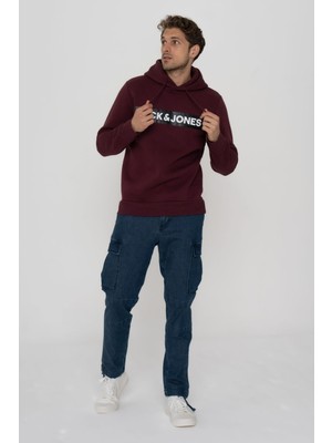 Jack & Jones Erkek Logo Baskılı Kapüşonlu  Sweatshirt - Minder