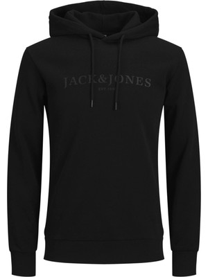 Jack & Jones Erkek Göğüs Logo Baskılı Kapüşonlu Sweatshirt - Trap