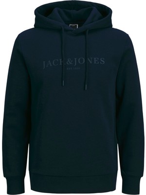 Jack & Jones Erkek Göğüs Logo Baskılı Kapüşonlu Sweatshirt - Trap