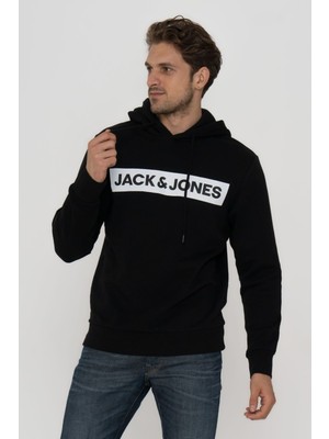 Jack & Jones Erkek Logo Baskılı Kapüşonlu  Sweatshirt - Minder