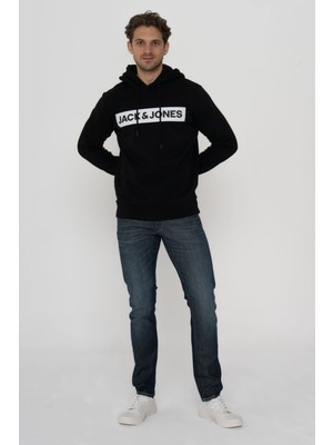 Jack & Jones Erkek Logo Baskılı Kapüşonlu  Sweatshirt - Minder