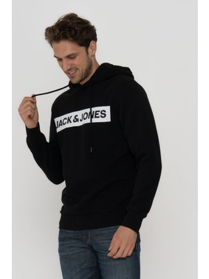 Jack & Jones Erkek Logo Baskılı Kapüşonlu  Sweatshirt - Minder