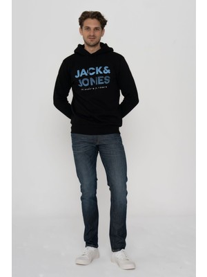 Jack & Jones Erkek Kapüşonlu Logo Baskılı Sweatshirt - Year