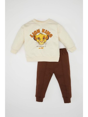 DeFacto Erkek Bebek 2'li Takım Disney Lion King Bisiklet Yaka Sweatshirt Üst Beli Lastikli Jogger Eşofman Altı D4696A524AU