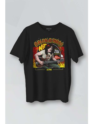 Kendim Seçtim Guitar Malcolm Young Ac/dc Gitar Hard Rock Music Baskılı Unisex Tişört