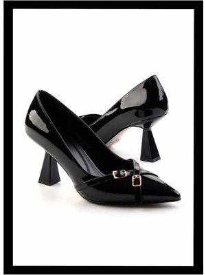 Bambi Siyah Rugan   Kadın Klasik Topuklu Ayakkabı K01231401408