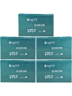 Safir Jel Akü 12 V - 32 Ah 9.8kg - 5'li Set