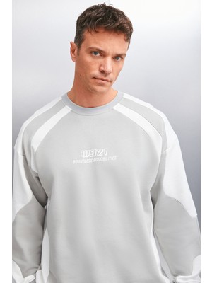 Grimelange Marvel Erkek Bisiklet Yaka Içi Polarlı Baskı Detaylı Parçalı Grimelanj Sweatshirt