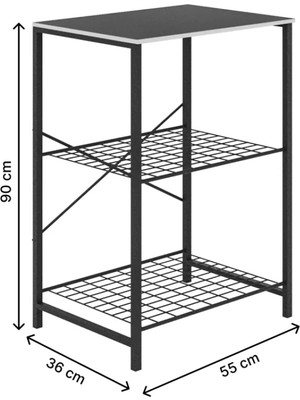 Eportatif Çok Amaçlı Mutfak Rafı Bangosu Masa Dar Füme 1444