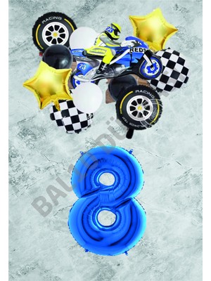 Bal10 Dünyası Motorsiklet Mavi Temalı Doğum Günü Seti Yaş-8