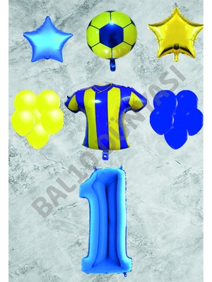 Bal10 Dünyası Taraftar Sarı Lacivert Doğum Günü Balon Seti Yaş-2